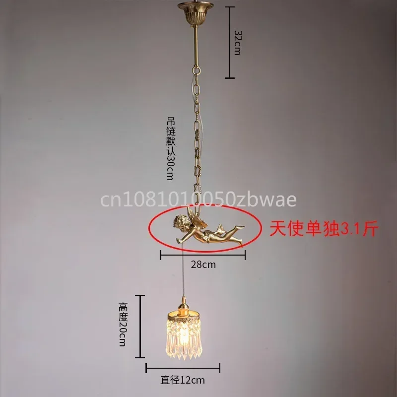Vintage French All Copper Angel Chandelier Vintage Medieval American Fashion Bedside Restaurant Crystal Lamps