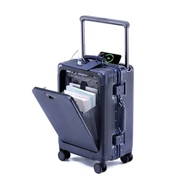 20 24-inch New Wide Trolley Rolling Luggage Front Open Multifunction Ale Women 20-inch Small Light Boarding Box Men's Case