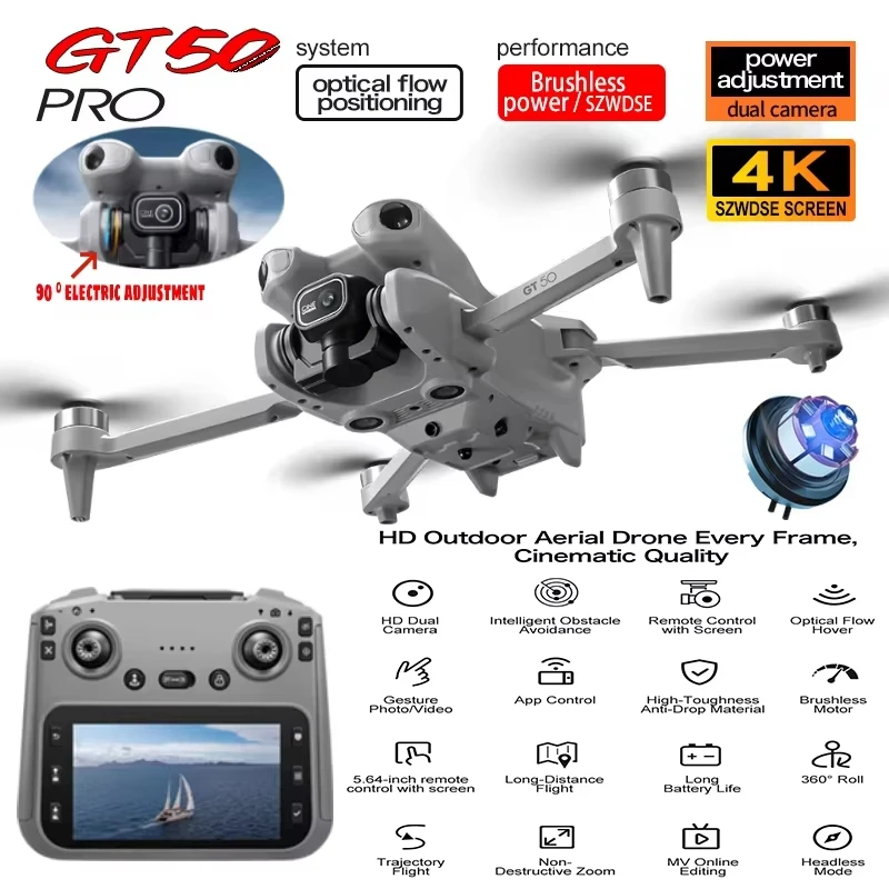 

4.3" Screen 4K Dual Cameras Brushless Professional Aerial Photography 2026 NEW Original GT50Pro Drone Drone Quadcopter Toys Gift