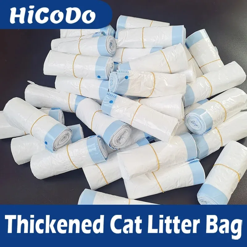 HiCoDo-Cat Litter Bags, Disposable, Thickened Liners, Automatic Closing Pet Box, Poop Bags, Bulk, 4 Rolls, 28 Bags