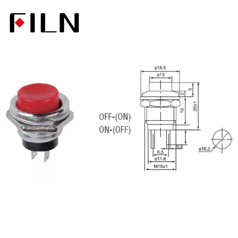 DS-212 16mm Momentary Push Button Switch OFF-(ON)