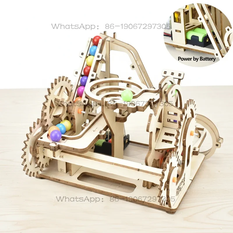 

3D деревянный конструктор-головоломка: электрическая автоматическая горка для шариков, развивающая игрушка, подарок для детей и взрослых