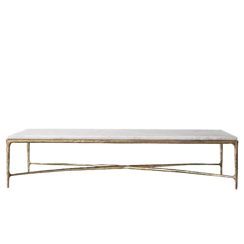 

American rural retro furniture Italian light luxury marble coffee table modern minimalist metal coffee table