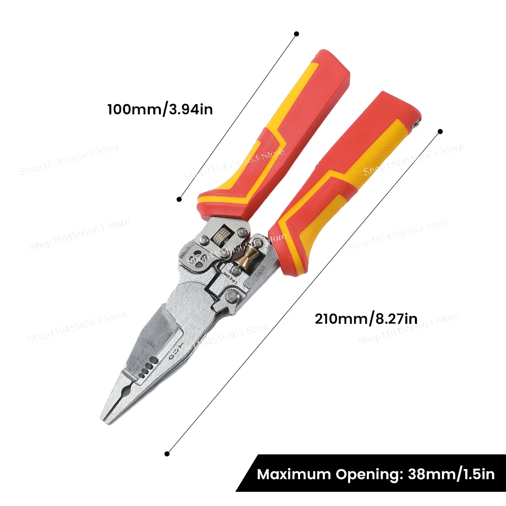 

8-in-1 Stripping Pliers with Voltage Tester Versatile Wire Stripping Pliers with Electricity Measurement Cutting Crimping Pliers