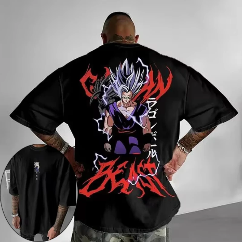 

2026 Summer Dragon Ball Retro High Quality Cotton Men's Oversized T-shirt Son Gohan Unisex Children's Casual Short Sleeves