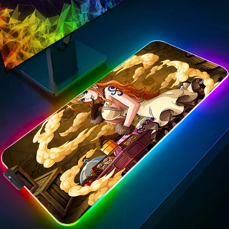 

RGB LED Mouse Pad Office Desk Mat Computer Game Mousepad Rubber Anime Keyboard Pad PC Accessories Mouse Mat One Piece Tablet Pad