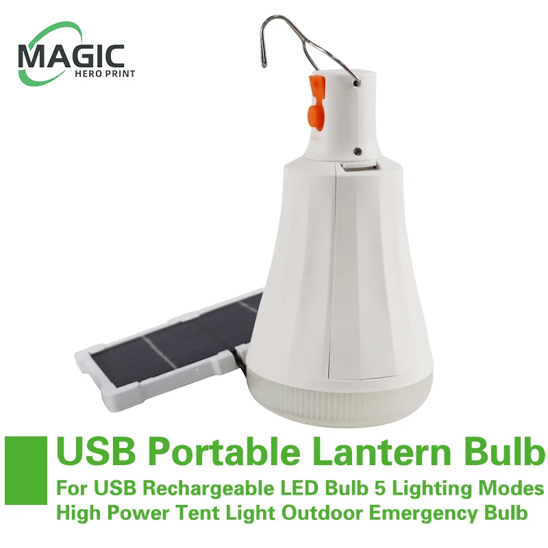 USB Portable Lantern Bulb Camping Light USB Rechargeable LED Bulb 5 Lighting Modes High Power Tent Light Outdoor Emergency Bulb