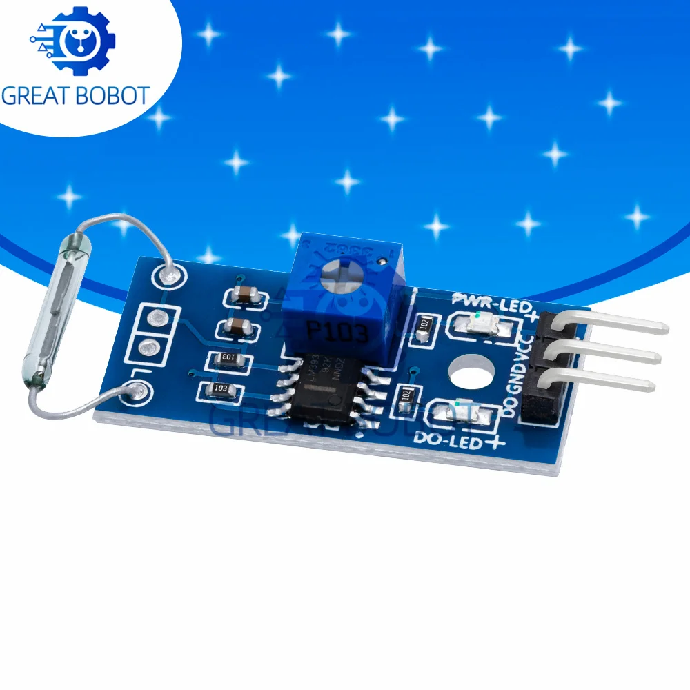 1 Uds G123-08 LM393 Módulo de Sensor de láminas módulo magnetrón interruptor de láminas interruptor magnético para arduino Kit Diy