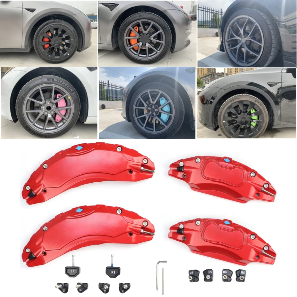 

4Pcs 19 Inch Front Rear Wheel Hub Brake Caliper Covers for Tesla Model Y Juniper 2025 Launch 2025 NEW 5 Seat Aluminum Alloy
