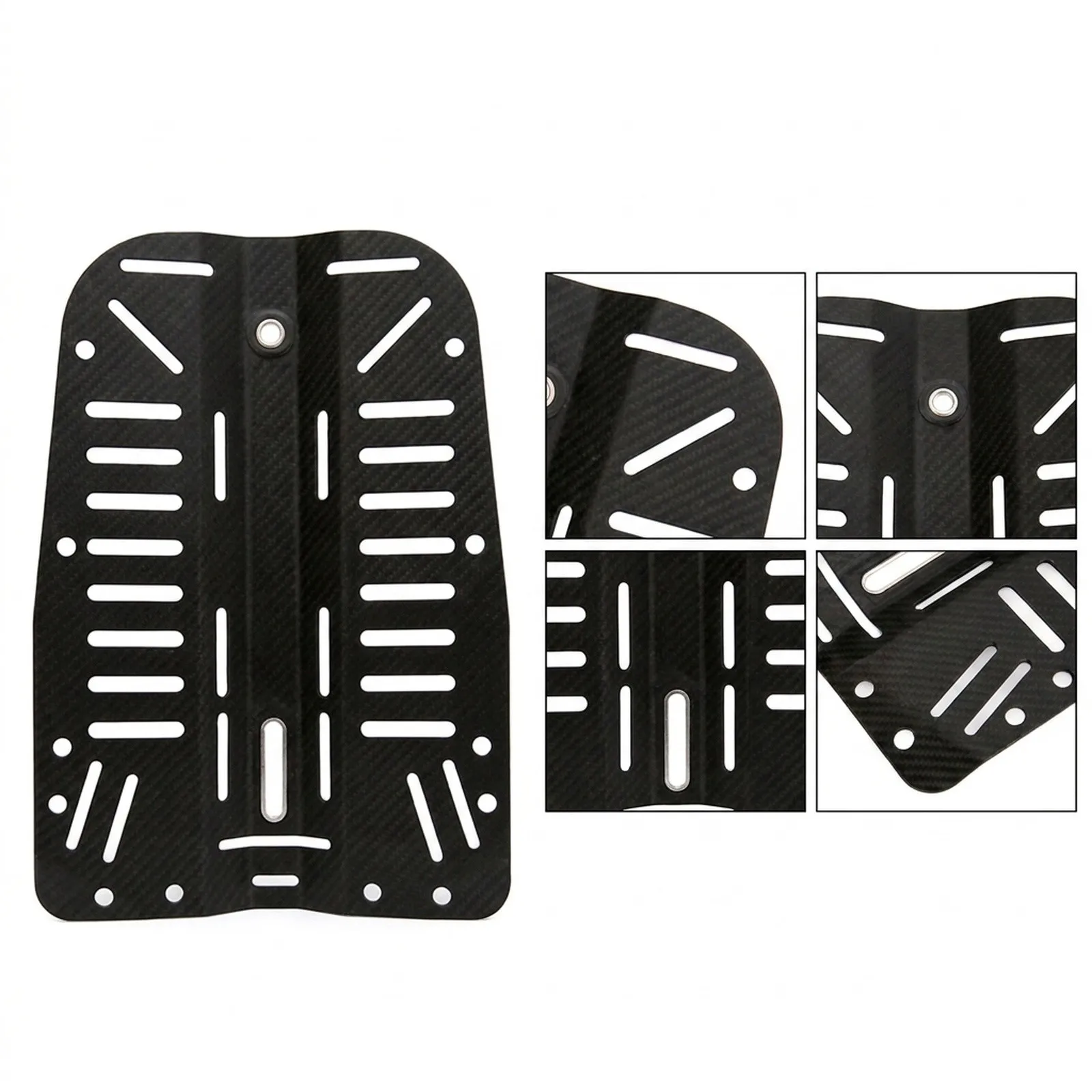 Carbon Fiber Backplate for Scuba Diving with Compatibility for Single Tank Setups and Direct Thread Harness Systems