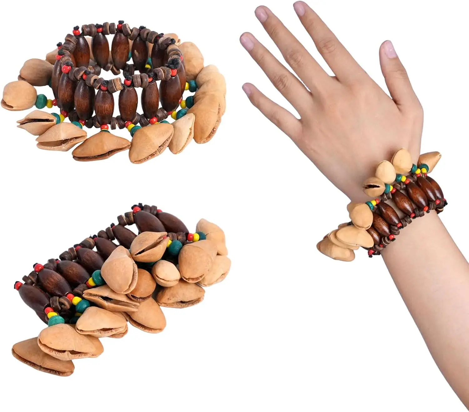 Pulsera de Tobillo y Muñeca Dora Seed, Shaker Kenari - Instrumento de Percusión Africano Natural para Acompañamiento de Tambor, Sanación con Sonido