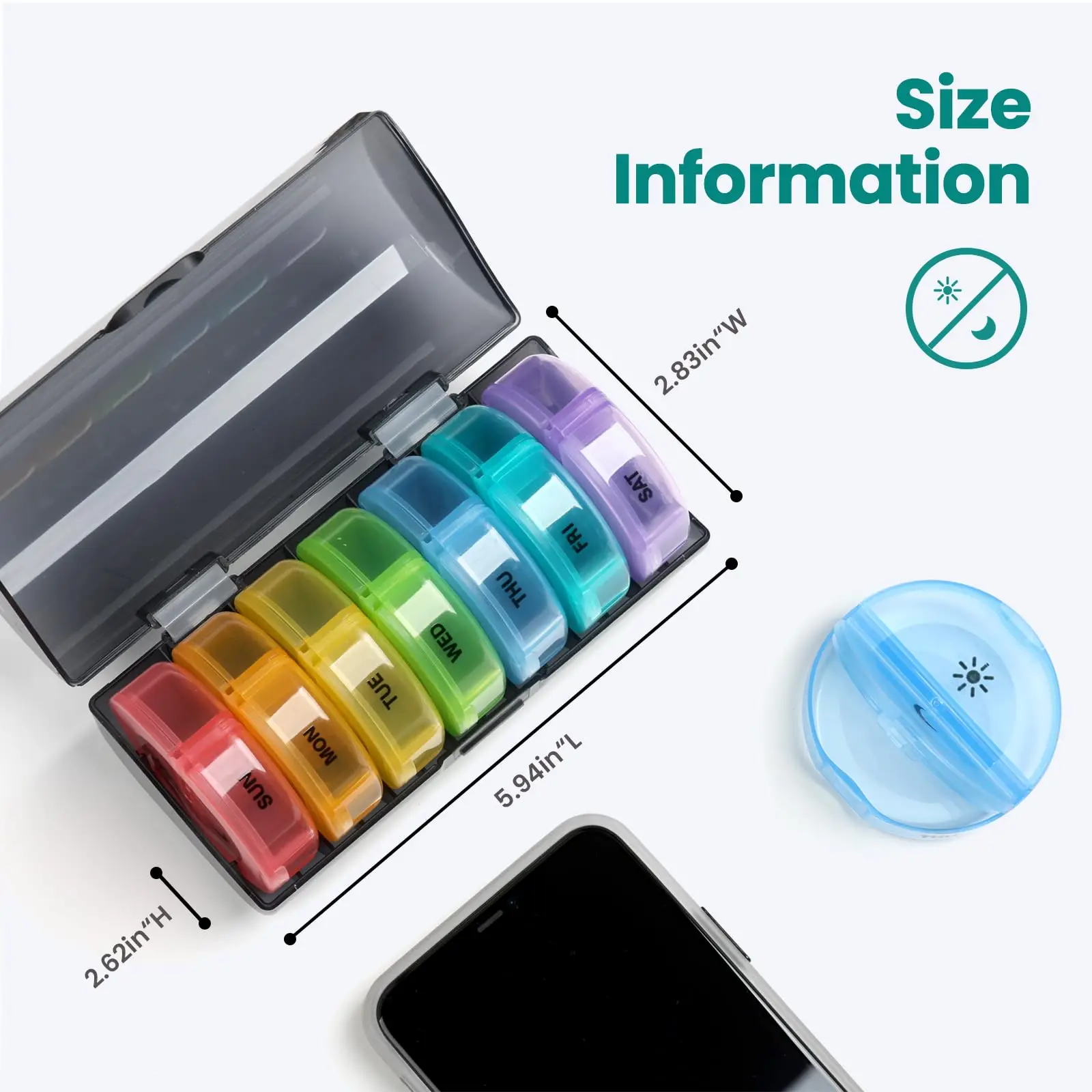 Weekly Pill Organizer 2 Times a Day Detachable Compartments AM PM Pill Box for Medicine Vitamin Fish Oils Travel Pill Case