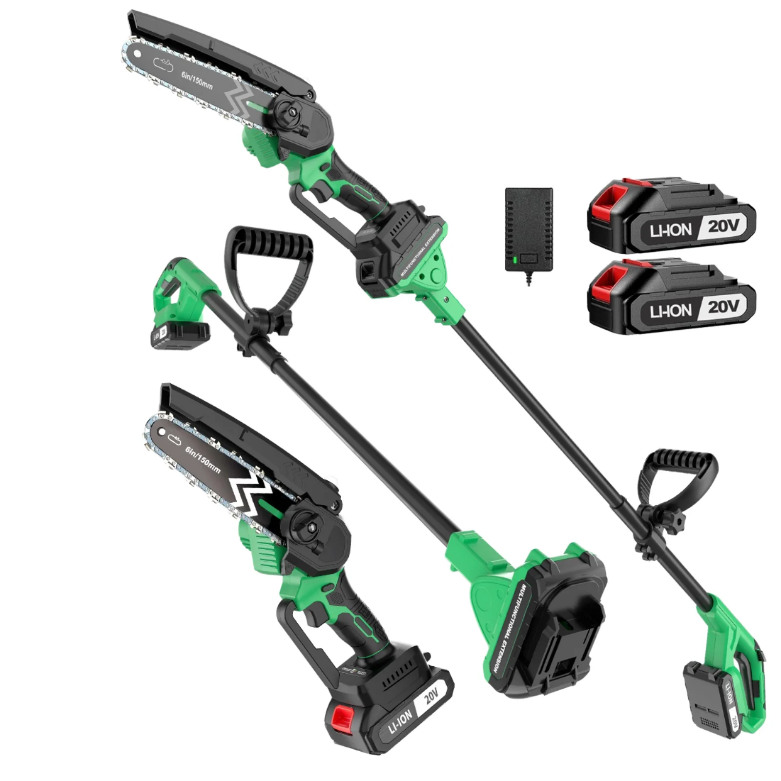 Electric pole saw pruner cordless high branch chainsaw, rechargeable long pole tree pruning garden tool lithium pole saw