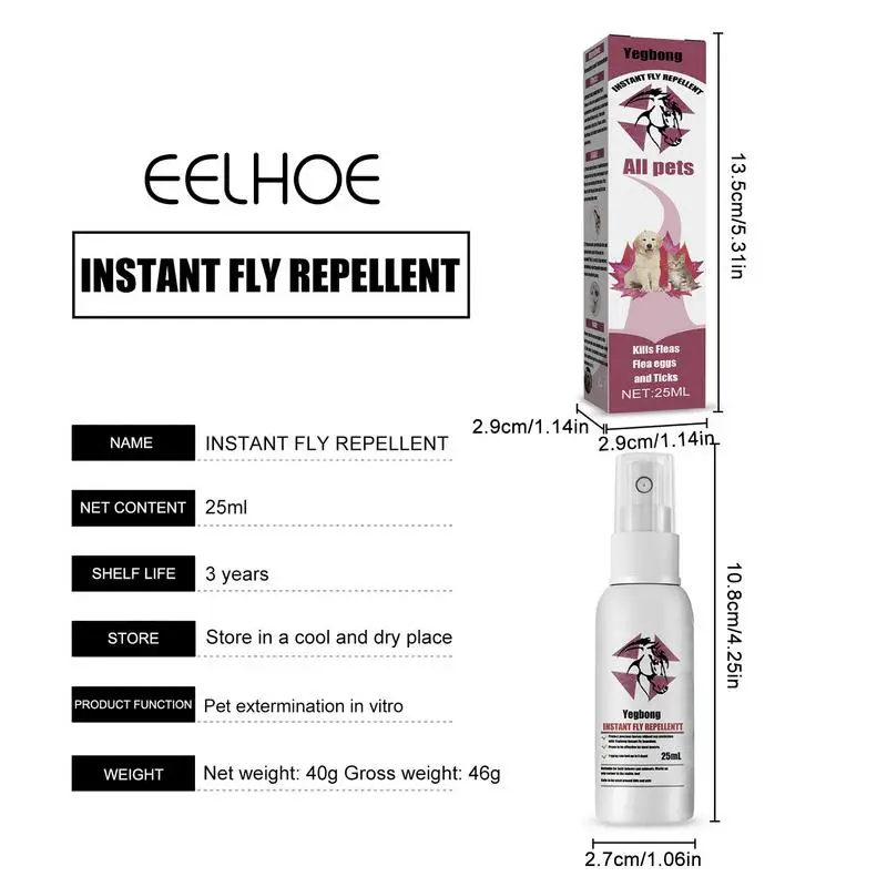 Pet Insect Repellent Spray Drive Away Fleas Lice Ticks Relieve Skin Itching Suitable For Cats And Dogs Pets Healthy Care