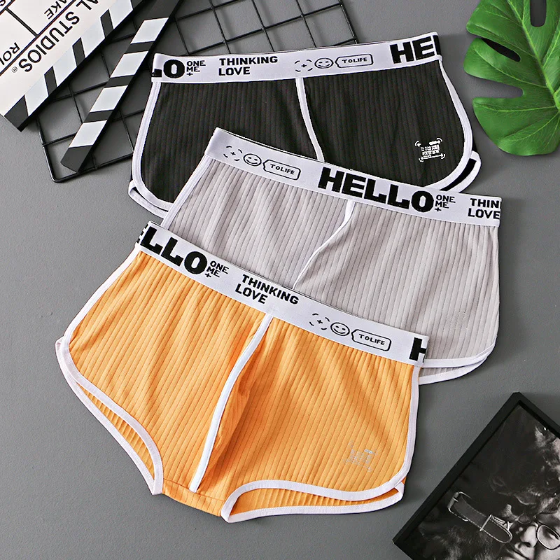 Man Underwear Fashion Cotton Comfortable Breathable Boxer Shorts Sexy U Pouch Men Underpants Male Letter Printed Panties Cueca