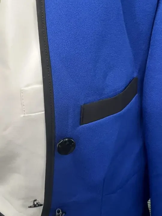 Trajes nuevos para hombre, traje azul elegante de Color sólido con doble botonadura, chaqueta de talla grande, chaleco y pantalones, conjunto de 3 uds, trajes de boda para hombre