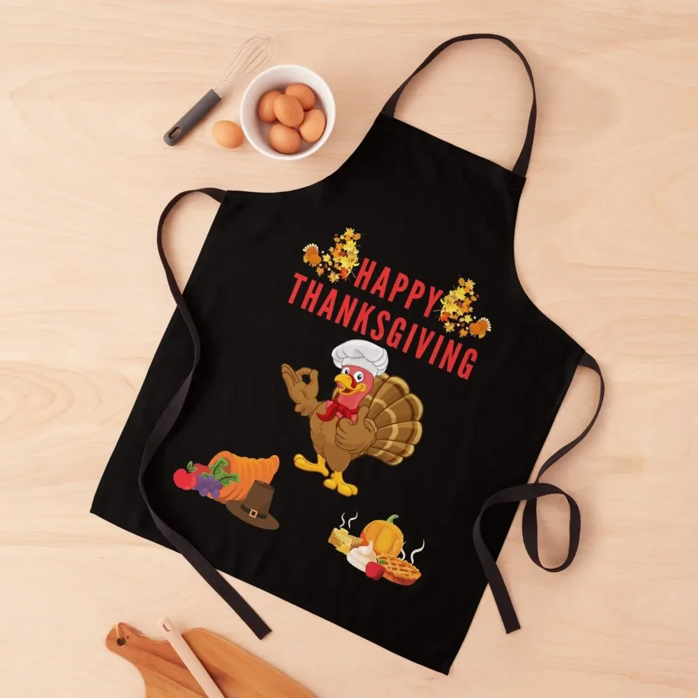 

Happy Thanksgiving Turkey Design Gift Apron for women with pocket household woman Kitchen Items For Home Apron