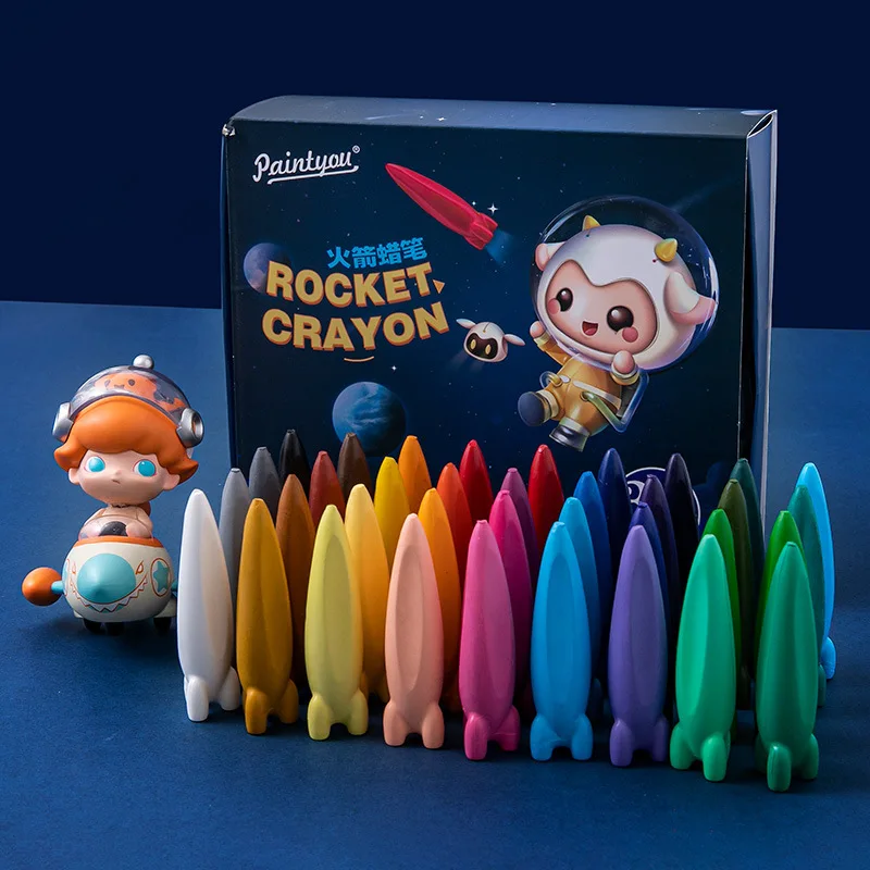 Rocket Crayons Children's Doodle Styling Crayons 8/12/24/36 Colors Washable No Dirty Hands Safe Cute Cartoon Oil Pastel for Kids