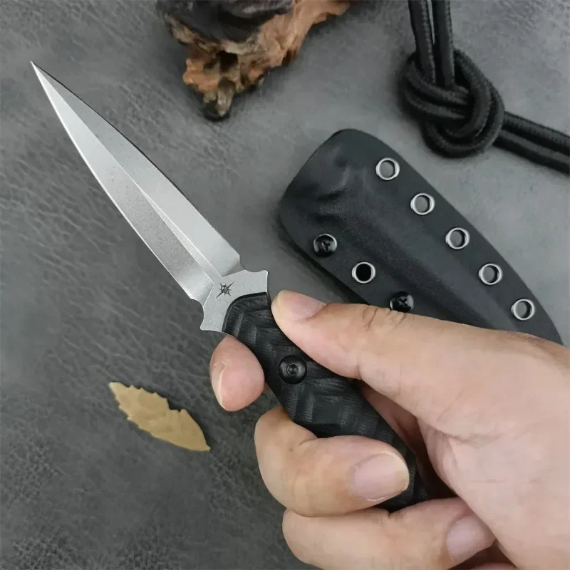 TOOR couteau tactique à lame fixe lame tranchante D2 manche G10 noir et gaine Kydex outil de sauvetage d'urgence dans la Jungle en plein air antirouille