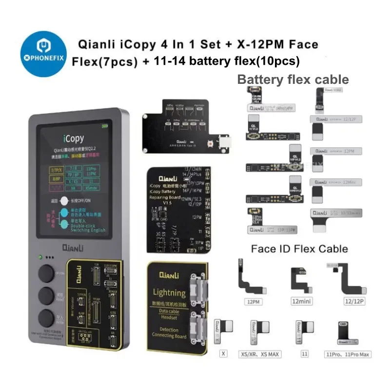 Imagem -06 - Qianli-placa Lcd para Iphone 1215 Pro Max Tom Ture Recuperação Face id Reparação de Bateria Programador Eeprom Icopy Plus 2.2v