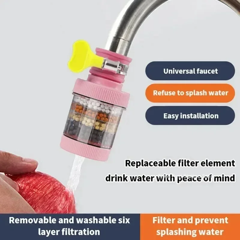 

Универсальная водосберегающая душевая лейка с защитой от брызг, поворотный кухонный кран, съемный, моющийся, 6-слойный бытовой фильтр.