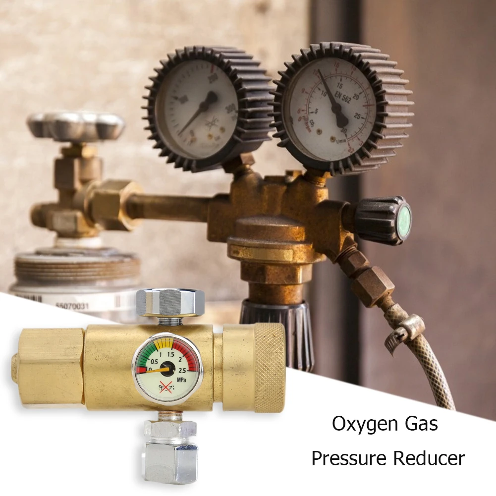 Air Compressor Pressure Regulator 0.4-25MPa Copper Oxygen Gas Pressure Reducer Air Flow Regulator Gauge Meter