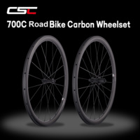 CSC Ultra Light Carbon Road Wheels Rim Brake 700C 25mm width 38mm tubeless Clincher carbon bicycle wheelset