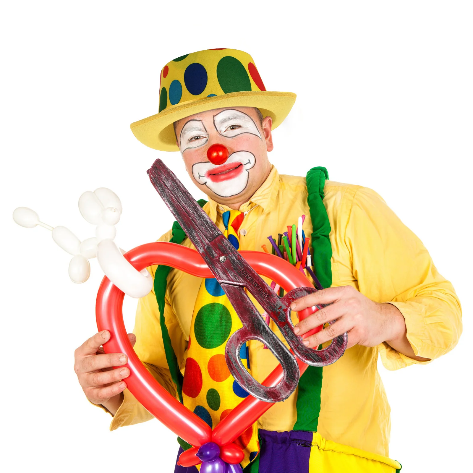 대형 플라스틱 광대 가위 소품 사실적인 디자인 생생한 색상 연극 공연 의상 파티 메이크업 이벤트