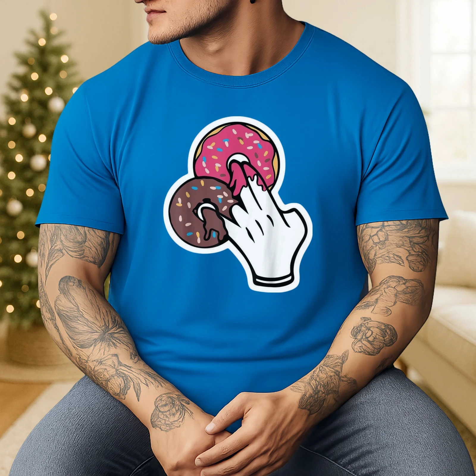 Playful Donut Lover T-Shirt, Cute Foodie Tee, Fun Gift for Foodies Four season popular unisex cotton T-shirt