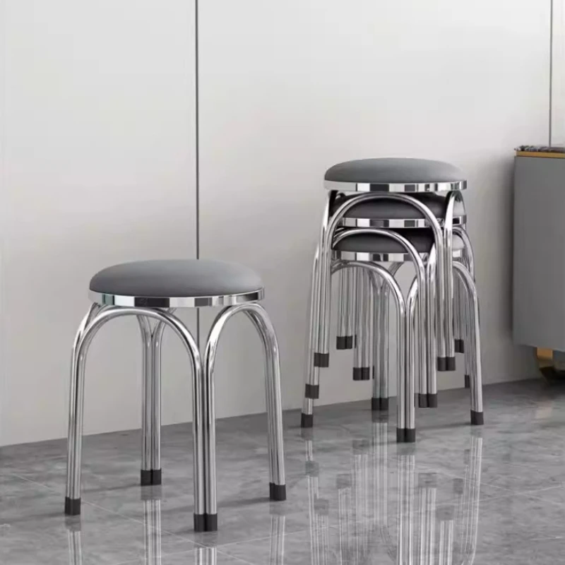 Stainless Steel Stackable Round Stool Modern Minimalist Low Stool for Restaurant Commercial Furniture