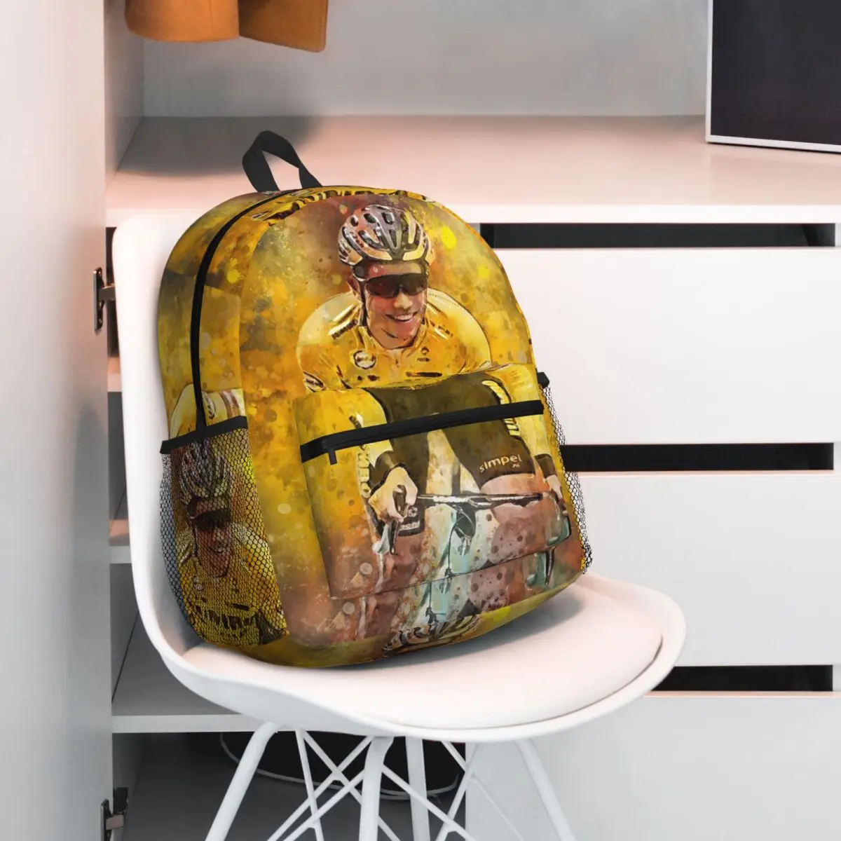 Wout Van Aert بلجيكا العلم المراهقين حقيبة ظهر الطالب حقيبة مدرسية المشي لمسافات طويلة السفر Daypack للرجال النساء حقيبة الكتب الموضة حقائب الكتف