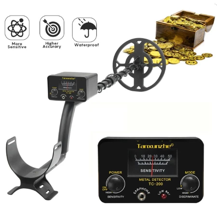 Tanxunzhe TC-200 Outdoors Metal Detector Underground Wire Iron Metal Gold Detector Adjustable Tracker for Treasure Search