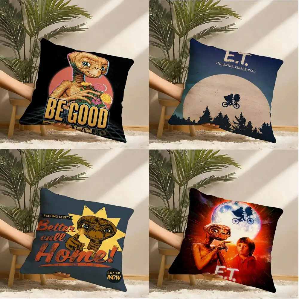 E.T. The E-Extra-Terrestrial Cushion Cover Natural Linen Organic Fabric Double-Sided Printing Sofa Home Decor Gift Pillow Cover