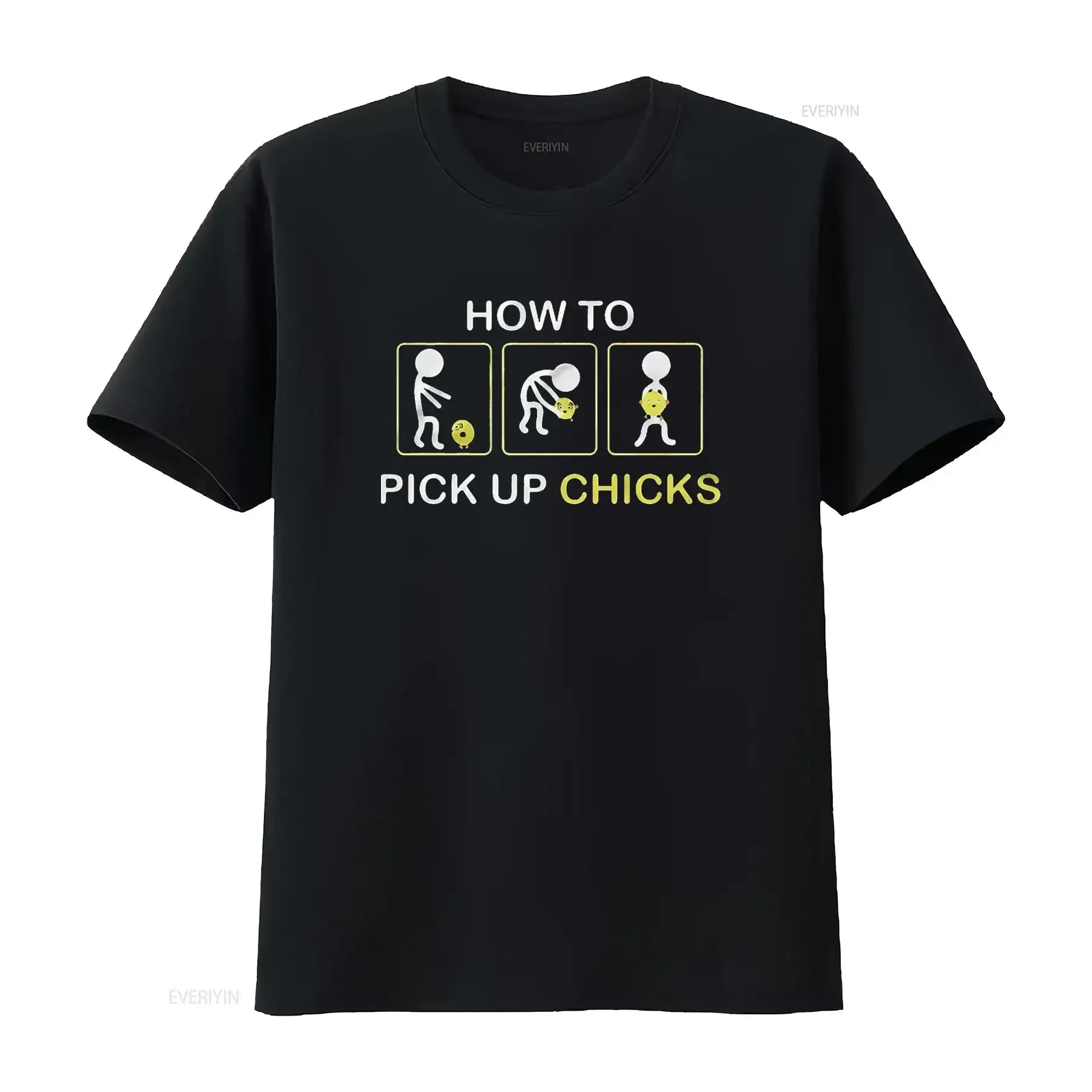 

How To Pick Up Chicks Funny T Shirt For Mens Black 2X Large vintage Washed fashion designer clothes Slightly Stylish Unisex