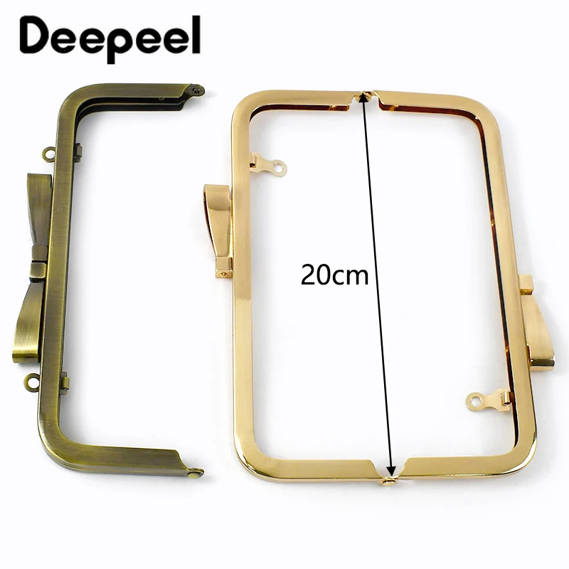 1/2/5Pcs Deepeel 20cm Bownot Metal Bag Handle Purse Frame Square Smooth Kiss Clasp Screw Mouth Gold Bracket Bags Accessories