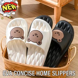 Summer New EVA Trend Cartoon Bear Slippers Couple Home Anti slip Bathroom Slippers Casual fashion hot Women's soft sole Slippers