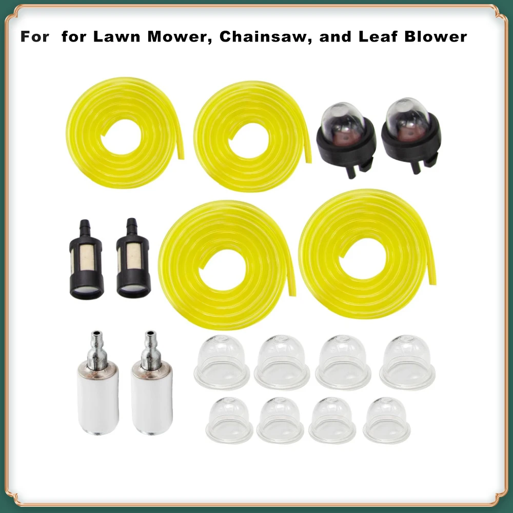 

4-Size Fuel Line Tubing Kit with Filters & Primer Bulbs - for Lawn Mower, Chainsaw, and Leaf Blower