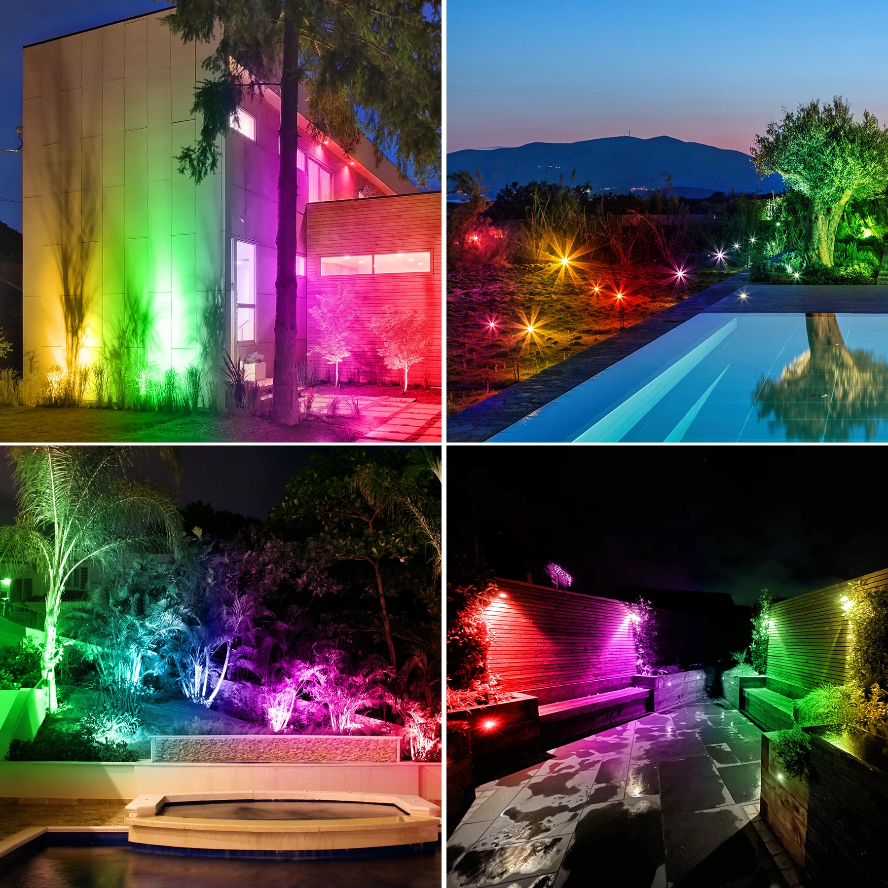 Solar LED Luz Outdoor Jardim Decoração Lâmpada 3000K/6000K/RGB Brilhante Paisagem Spotlight IP65 Impermeável 4 em 1 Luz Solar