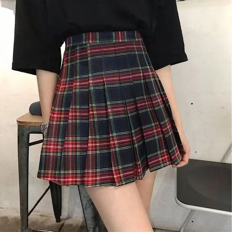 Without Shorts Pleated Skirts Women Preppy Style Mini Skirt Fashion Sexy Female Plaid Skirt Chic Street A-line Woman Skirts