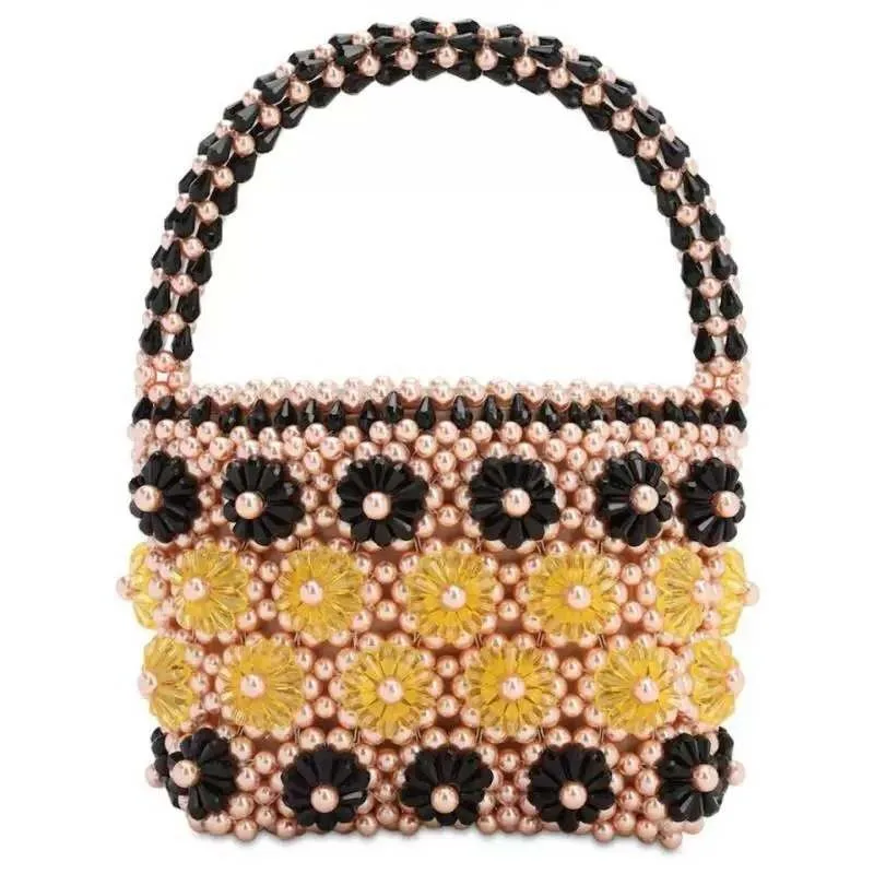 Beaded Bag Pearl Flower Handbag Acrylic Evening Women Famous Brand Vintage Clutch Purse Bucket Designer High Quality Exquisite