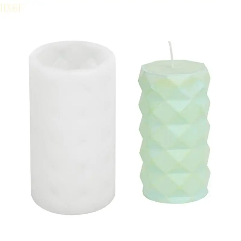 

HX6F Easy to Clean Silicone Mold Soap Moulds Cylinder Pattern Resin Project Moulds Silicone Texture for Making