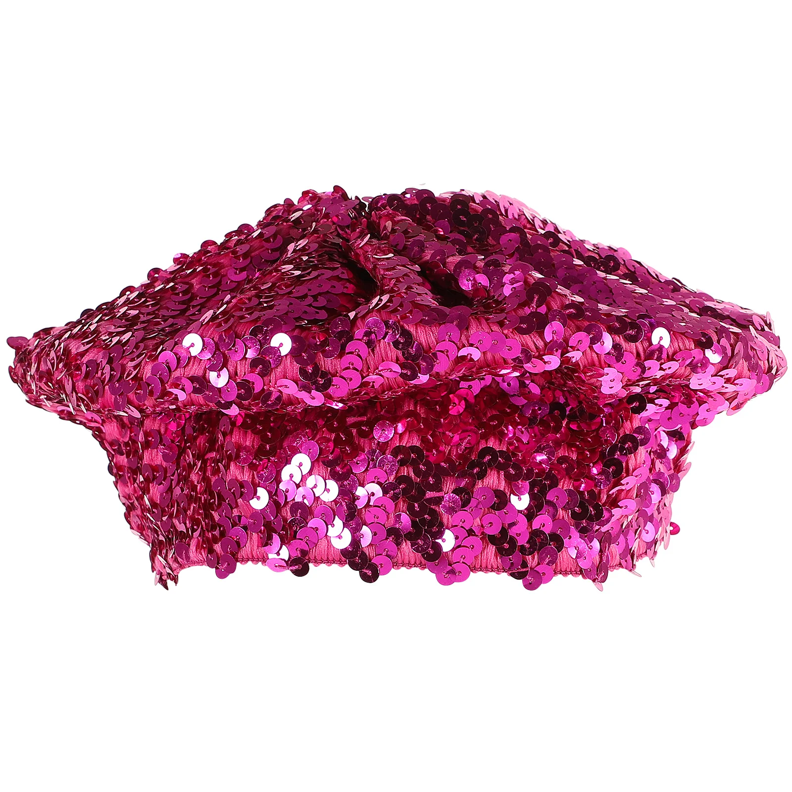 

Sequin Beret Women Fashion Sparkle Hat Lightweight Portable Shiny Pvc Polyester Dance Party Cosplay Accessory Rosy