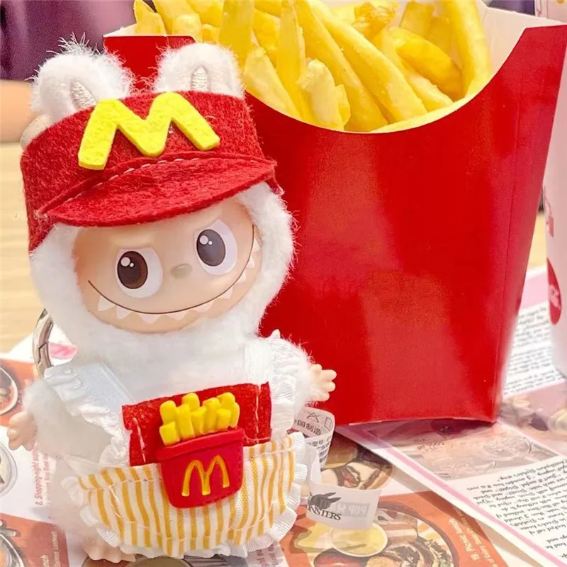 4.0 The Monsters Pin Love Series For Labubu Doll Workwear Fast Food French Fries Cosplay Clothes Fashion Coffee Ropa Clothing