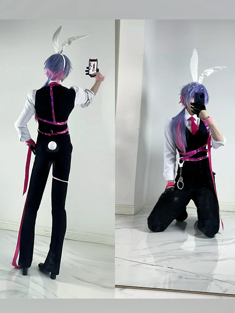 

Notagurl Rabbit Hole Gbend Cosplay Costume Miku Sound Cos Long Pants Vest for Anime Cons And Role-Plang