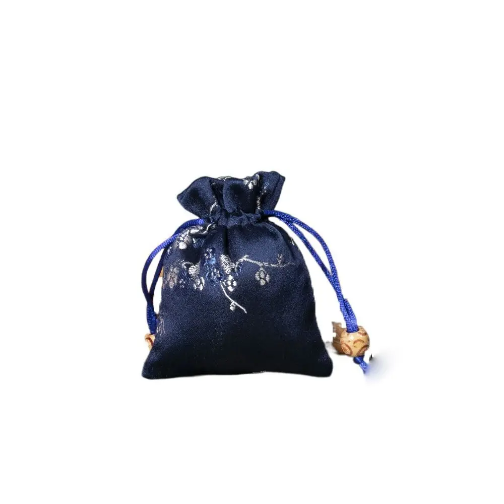 Borsa portaoggetti in raso alla moda Borsa regalo con coulisse con fiori ricamati Cravatta con coulisse Bustina da donna Ragazza