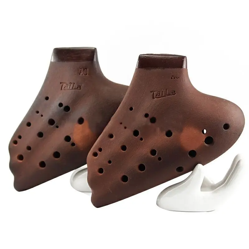 Smoked Triple Ocarina Alto C AC 3 Tubes Handmade Professional Ocarina Porcelain Advanced Flute Rare Musical Instruments Gifts