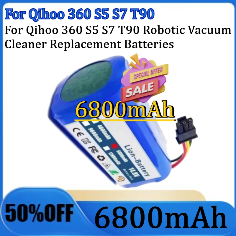 

For Qihoo 360 S5 S7 T90 Robotic Vacuum Cleaner Replacement Batteries Part Battery 2600mAh/3500mAh/6800mAh 14.4V Battery