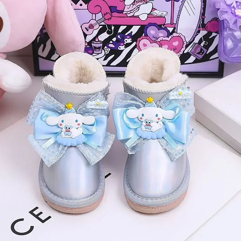 Cinnamoroll Anime Kawaii Fashion Snow Boots Cute Cartoon Children Ins Princess Boots Warm Shoes Soft Lovely Gifts for Girls