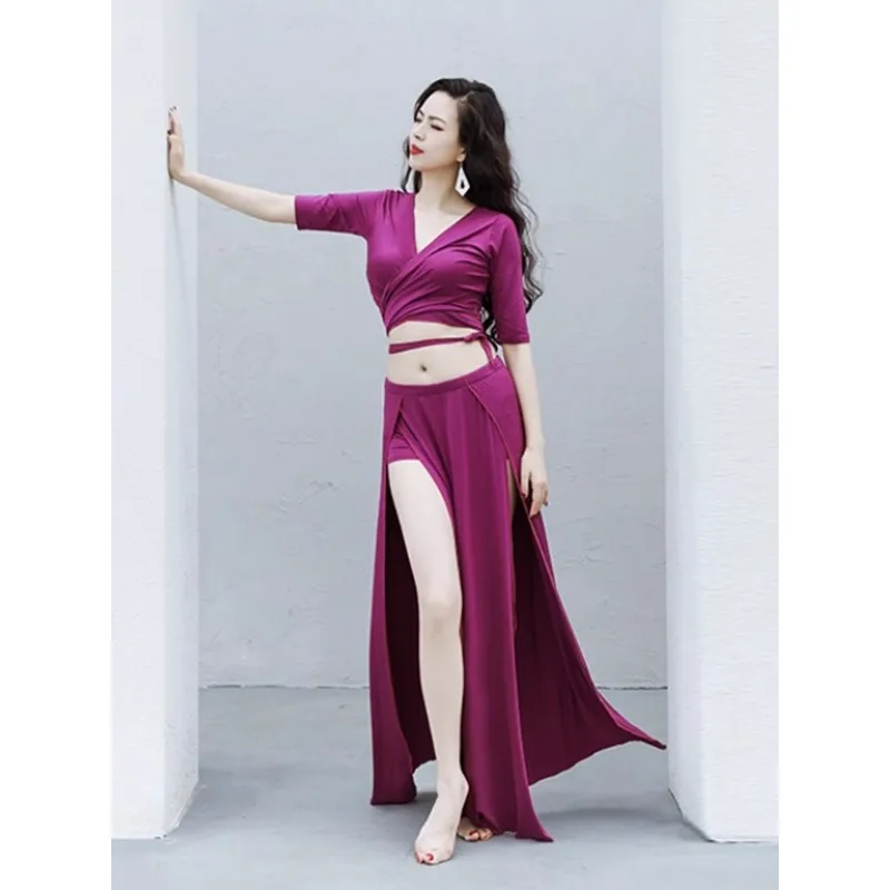 Customized New Belly Dance Costumes Practice Dress Comfortable and Simple Mudale Oriental Dance Team Dress Tops and Skirt