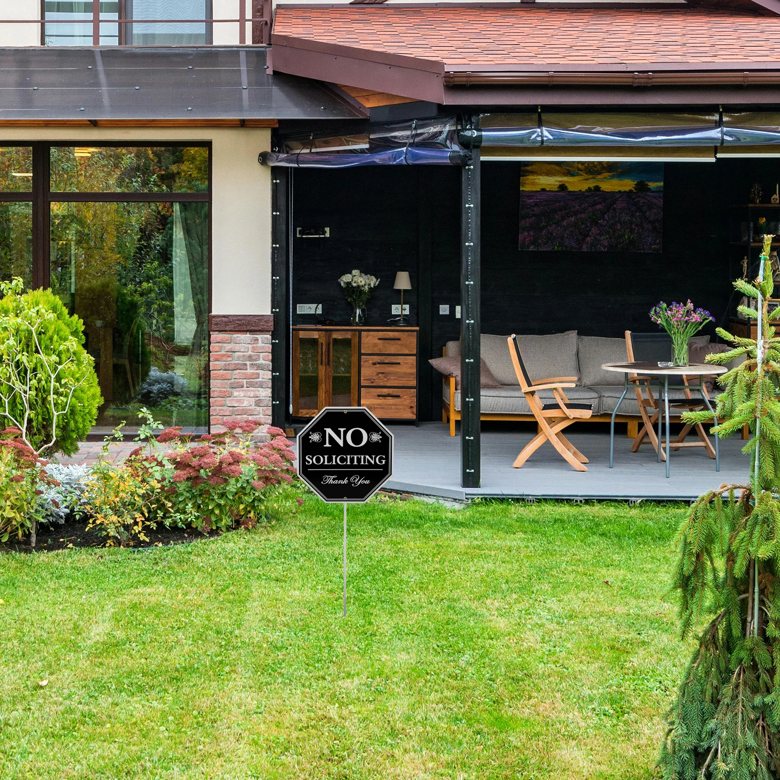 

No Soliciting For Door Durable Aluminium Waterproof Privacy Protection Outdoor Warning Funny Number Sign For Home Front